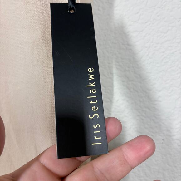 Iris Setlakwe Size 8 High Waisted Pencil Skirt Almond Front Slit Pockets Canada - Picture 5 of 8